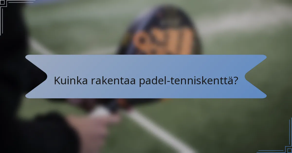 Kuinka rakentaa padel-tenniskenttä?