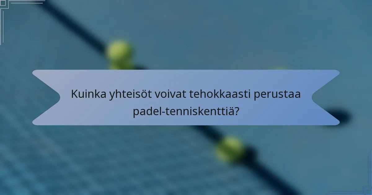 Kuinka yhteisöt voivat tehokkaasti perustaa padel-tenniskenttiä?