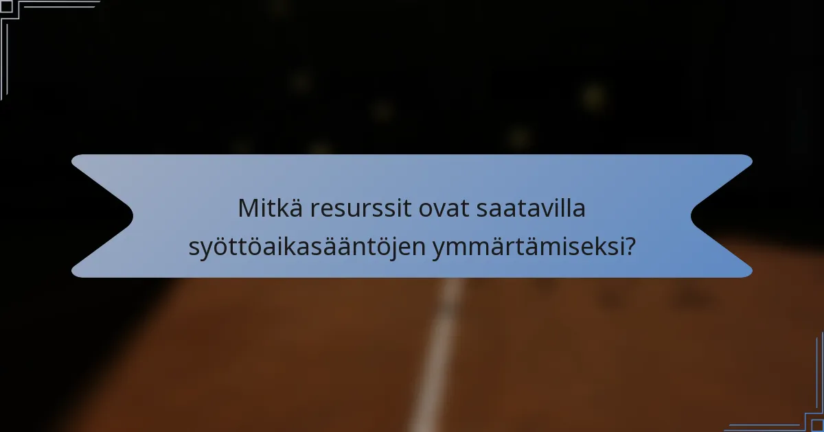 Mitkä resurssit ovat saatavilla syöttöaikasääntöjen ymmärtämiseksi?